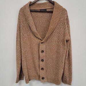 Sinransinya Mens Grandpacore Chunky Knit Shawl Cardigan‎ Size XL Tan Heritage
